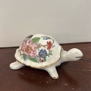 Aynsley Fine Bone China Tortoise Trinket Box w/Floral Decoration Pembroke Design